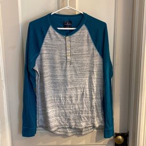 American eagle Henley grey and turquoise